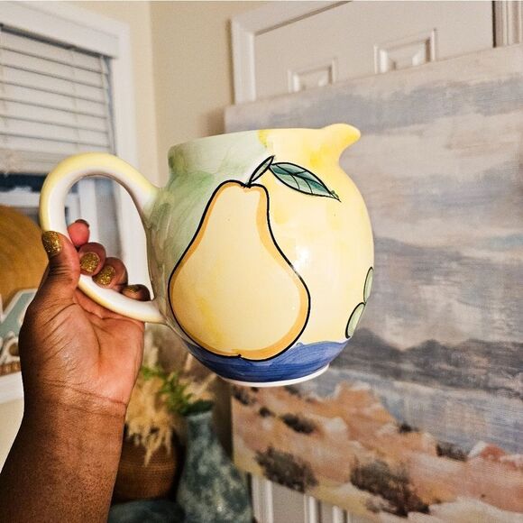 Y2K Hand-Painted Fruit Ceramic Pitcher – 9 Cup Capacity – Glossy Summer Aestheti - Picture 14 of 15